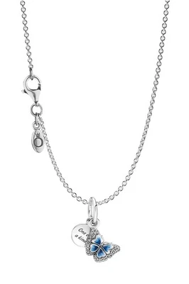 PANDORA Schmuck Damen-Halskette 925 Silber Blauer Schmetterling 41757 - Bild 1 von 4
