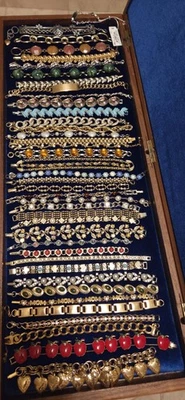 Vintage Mod Bracelet Lot Of 40.dainty.tennis.14 Signed Monet Betsy Johnson Avon - Image 1 of 4