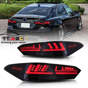 Pair Smoked LED Tail Lights For Toyota Camry 2018-2024 W/Animation Lexus Style - Picture 1 of 14
