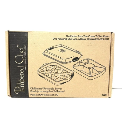 Pampered Chef Chillzanne Rectangle Server Deviled Eggs Veggie Dip Tray 2781 - Image 1 of 4