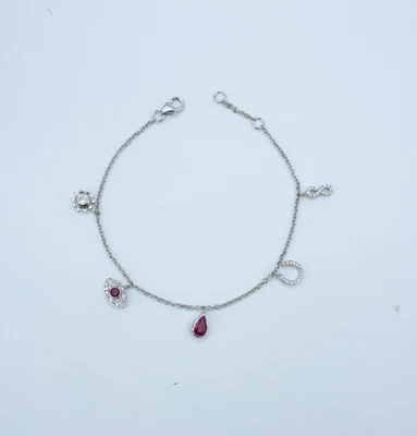 925 Sterling Silver Evil Eye Charm Bracelets With Crescent, Handmade Jewelry - Image 1 of 4