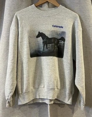 Vintage 90’s Horse Artwork Sweatshirt Fruit Of Loom Crewneck Made In USA Large - Image 1 of 4