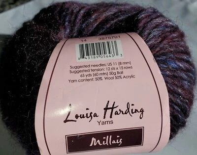 Louisa Harding MILLAIS Yarn #14 Grapes Wool Acrylic 50/50 Blend  - Image 1 of 3
