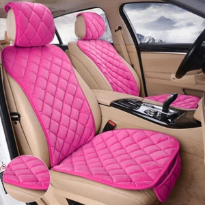 Car Seat Cover Pink Soft Plush Cushion Pad Warm Universal Fit Full Mat Covers - Foto 1 di 12