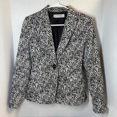 Chaqueta Blazer Tahari Mujer Algodón Negro Blanco Botón Arthur Levine TALLA 8 Foto 1 de 4