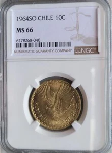 Chile 10 Centesimos 1964 SO NGC MS 66 - Picture 1 of 2