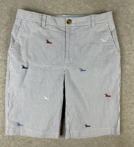 Vineyard Vines Shorts Boys 16 Blue White Striped Boats Beach Preppy Nautical - Picture 1 of 11