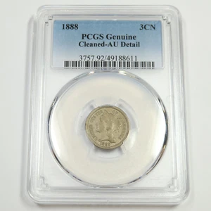 1888 PCGS AU Detail - Three Cent Nickel - 3c US Coin #50118A - Picture 1 of 2