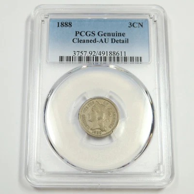 1888 PCGS AU Detail - Three Cent Nickel - 3c US Coin #50118A - Image 1 of 2