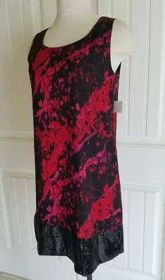 Mac+Jac L NWT Sleeveless Black Red Pink Sequins Lined Women's Mini Short Dress - Image 1 of 4
