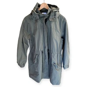 Urban Outfitters Army Style Olive Green Hooded Raincoat Jacket Size Small - Picture 1 of 11