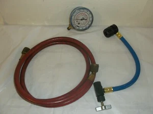 JB INDUSTRIES VACUUM TEST GAUGE BLUE for R-502, R-22, R-12 w/ RED & BLUE HOSE - Picture 1 of 9
