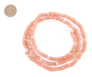 Perline di vetro Giava rosa salmone 5 mm cilindro indonesiano fila 24 pollici - Foto 1 di 2