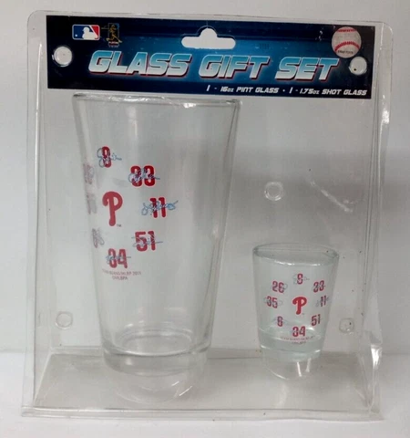 Philadelphia Phillies 2011 Glass Gift Set. 2 Piece Pint Glass & Shot Glass NEW Cover