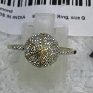 14 It Gold/Platinum Over Sterling Silver Diamond Round Ring Size Q New 8017* - Picture 1 of 4