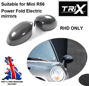 Tapas de cubierta de espejo de fibra de carbono seca real TRiX MINI Cooper JCW GP R56 RHD ELECTRIC - Imagen 1 de 12
