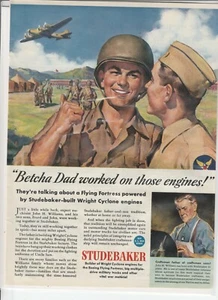 1943 Flying Fortress Powered by Studebaker -Built Wright Cyclone Engine Ad  - Picture 1 of 1