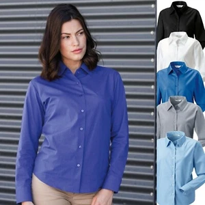 Camisa Oxford de negocios casual para mujer blusa de manga larga fácil de cuidar entallada XS-6XL - Imagen 1 de 7