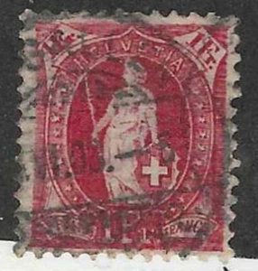 1903 SWITZERLAND (#97a) USED SCARCE CLASSIC STAMP $32 XF+ DEEP CARMINE - Picture 1 of 3