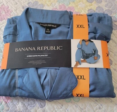 Nuevo con etiquetas Conjunto de pijama de satén de 2 piezas Banana Republic para mujer negro talla XXL.  Foto 1 de 3
