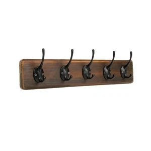 Rustic Wall Mounted Coat Hook Rack Heavy Duty Wooden Entryway Hanging Coat Rack - Picture 1 of 7