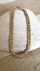 Double Rope* Chain Bracelet in 14KT Yellow Gold 7.2” L. Box Clasp - Picture 1 of 7