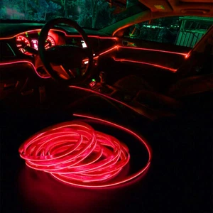 2M Rojo LED Coche Decoración de Interiores Atmósfera Tira de Alambre Lámpara Accesorios - Imagen 1 de 8