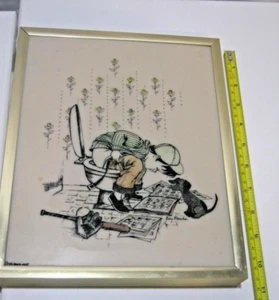 Vtg Marvetti Cultured-Ivory Engraving Boy on Toilet Guild Bathroom Kay Hariska - Picture 1 of 6