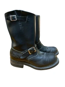 Vintage Herren 7,5 schwarz Leder Schnalle Stiefel Wesco Stil Ingenieur Motorrad Stahlkappe - Bild 1 von 17