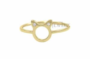 14K Gold 0,02 ct VS/F-G Diamant Katzenring - Valentinstag Liebe dich für immer - Bild 1 von 3