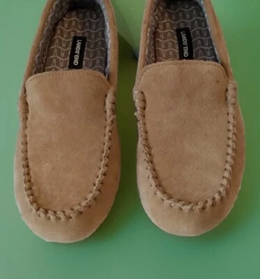 Lands End SUEDE Leather MOCCASIN Slippers US 10 B UK 8 Lined PADDED Hard Sole - Image 1 of 4
