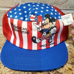 NWT Vtg The American Adventure Epcot Center Mickey Mouse Trucker Hat New Patriot - Picture 1 of 11