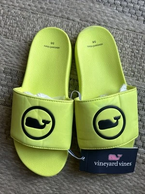Vineyard Bones Whale Pool Slide Sandal Wild Lime Big Boys Sz 5/6 NWT FLAW - Image 1 of 4