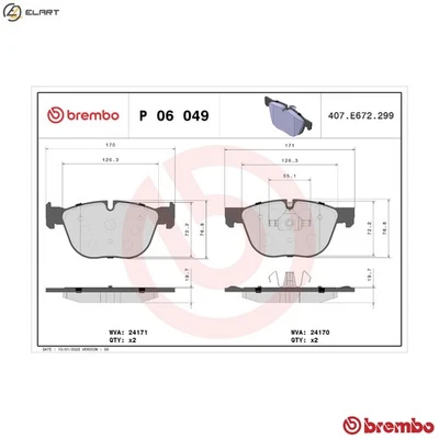 BRAKE PAD SET DISC BRAKE P 06 049X FOR BMW X4/F26 X5/F15/F85/E70 X6/E71/E72 - Image 1 of 4