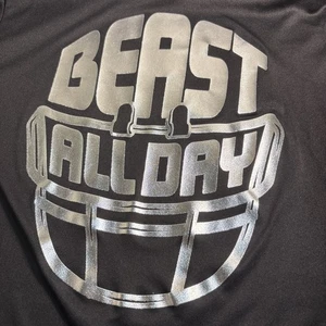 SHIRT YOUTH FOOTBALL New BEAST ALL DAY LG 10-12 Practice Casual Polyester NEW NT - Picture 1 of 4