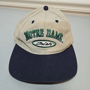 Vintage Notre Dame Irish Cap Mütze beige blau mit Verfärbungen - Bild 1 von 8