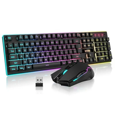 Black RedThunder K10 Wireless Gaming Keyboard & Mouse Combo (LED Backlit) - Image 1 of 4