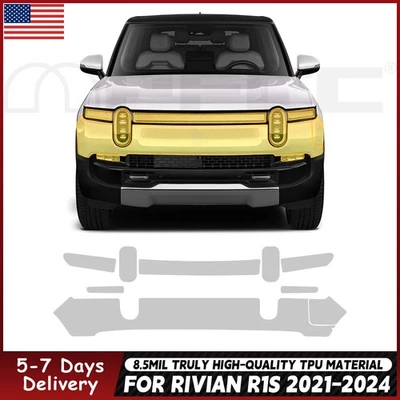 For Rivian R1S 2021-2024 Front Bumper Precut Paint Protection Film Clear PPF TPU - Image 1 of 4