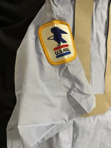 Camisa Uniforme Cartero Oficial De Colección NOS USPS con Parche Manga Corta Mancha Azul - Imagen 1 de 9