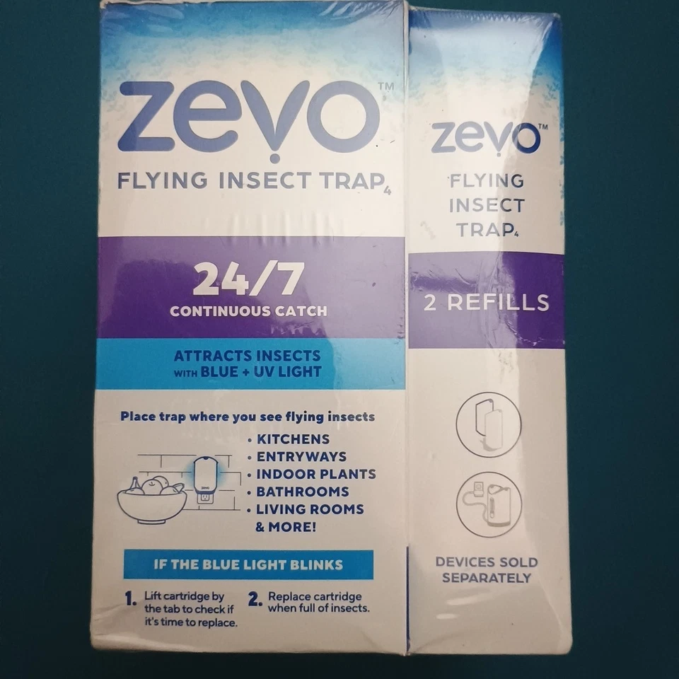 Zevo Dual-Pack Flying Insect Trap – Includes 2 Bases & Cartridges