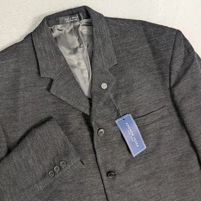 NEW Andrew Fezza DARK Gray WORSTEDWool Blend Blazer Jacket Four Button Men's 44L - Image 1 of 4