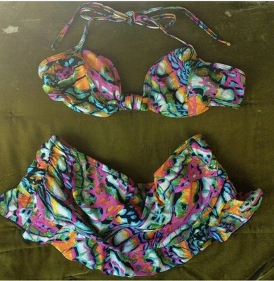 Kenneth Cole Reaction Butterfly Wing Pattern Swim Skirt Bikini Size S - Image 1 of 4