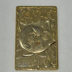 1999 NINTENDO POKEMON JIGGLYPUFF GOLD PLATED METAL TRADING CARD - Picture 1 of 5
