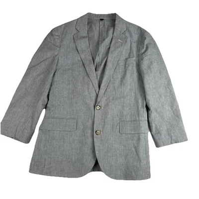 Blazer J Crew Ludlow Para Hombres Gris Blanco Algodón Lino 36S Doble Ventilación Somelos Foto 1 de 4