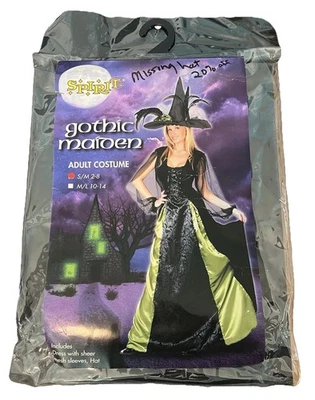 Goth Maiden Halloween Costume Witch Black Velvet Green Satin Sz 2-8 Renaissance - Image 1 of 4