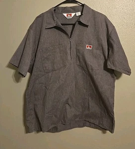 Vintage Ben Davis Hemd Herren XL GRAU 1/4 Reißverschluss Mechaniker Arbeit Chicano USA - Bild 1 von 5