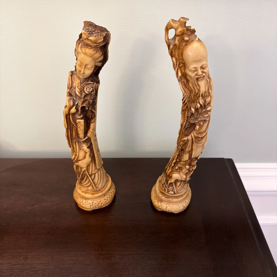 Figuras vintage inmortales chinos talladas a mano resina italiana?  Foto 1 de 4