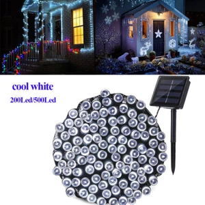 Solar String Lights White 200/500LED Christmas 8MODEs Fairy Lamp Waterproof - Picture 1 of 12