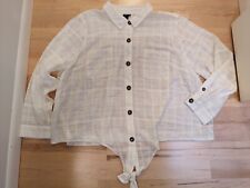 4 Torrid White Sheer Tie Front Button Up Long Sleeve Shacket Top Shirt 4X 28
