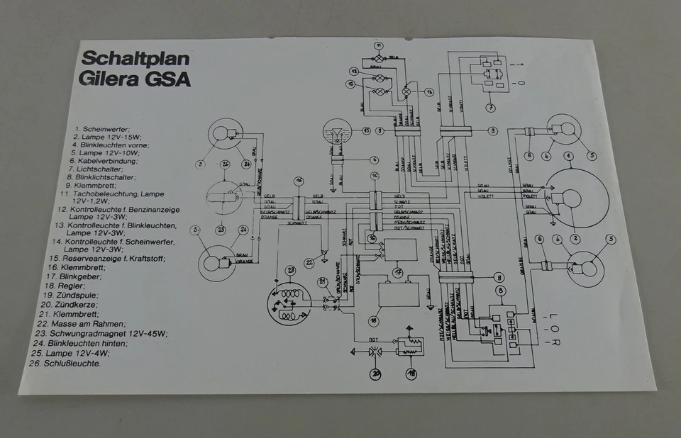 Schema Elettrico Piaggio Vespa Gilera GSA - Immagine 1 di 1